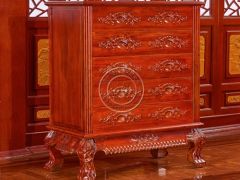 北京老榆木客厅用实木五抽屉柜子